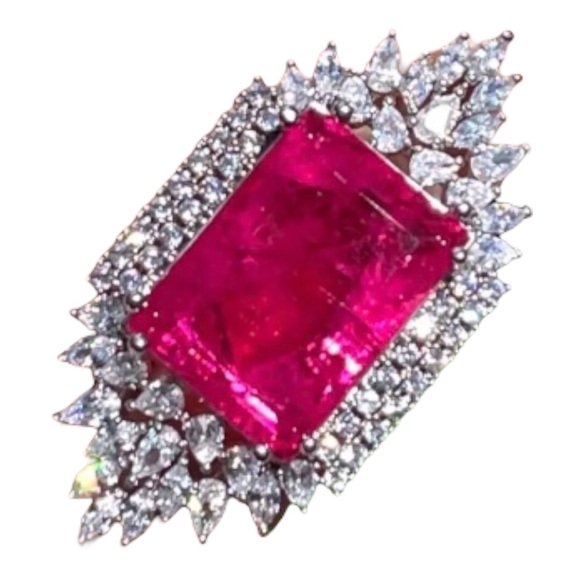 Luxury Oversized Simulated Mozambique Pink Ruby Ring Sz 7 - Picture 9 of 16